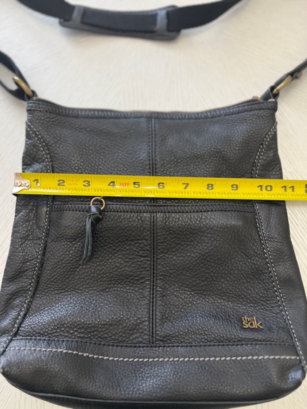 The Sak Black Pebbled Leather Crossbody Bag | Tassel Zip | Everyday Travel Purse - Picture 6 of 8